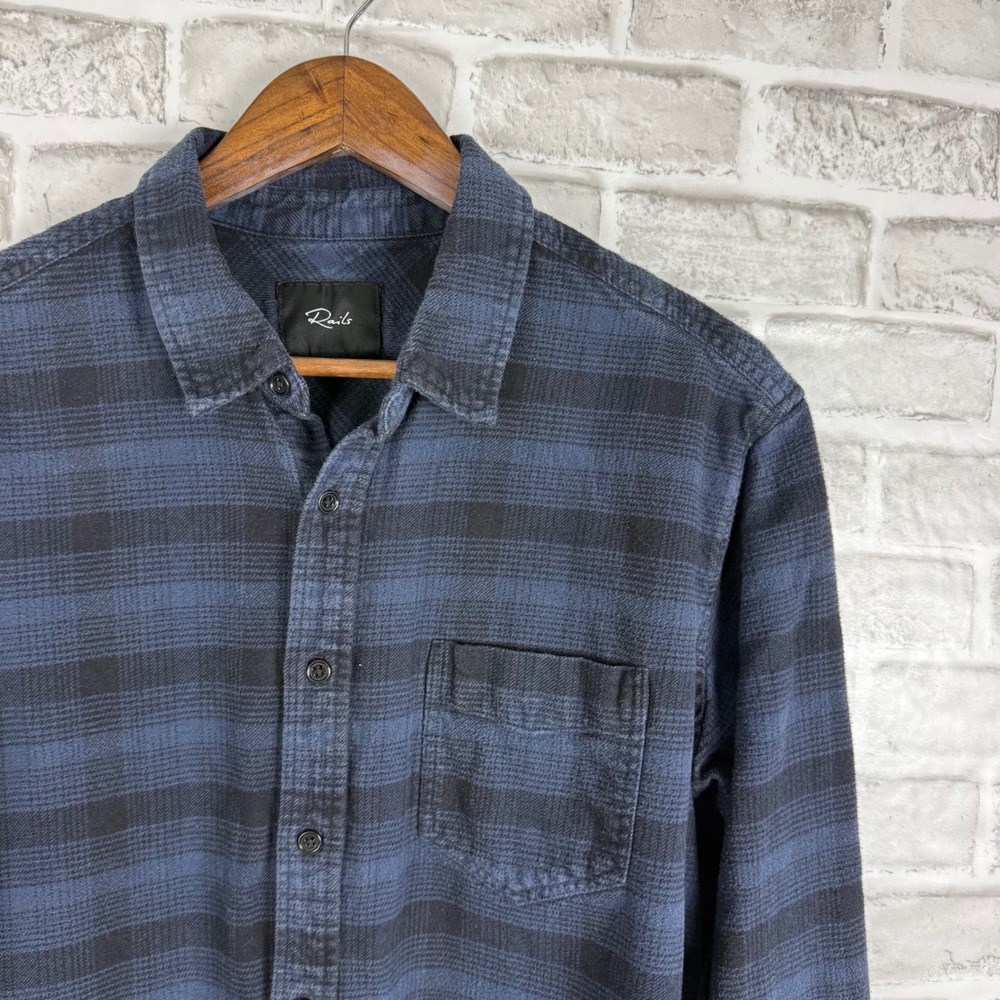 Rails Forrest Mens Plaid Flannel Shirt Black Navy Blue RM-117-908-725 XL